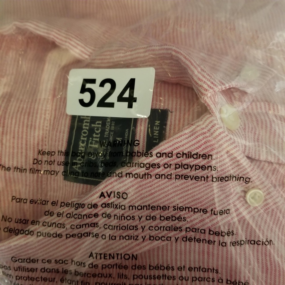 Abercrombie & Fitch Mens 100% Linen Long Sleeve Shirt Pink Stripe M Button Down - Picture 13 of 13